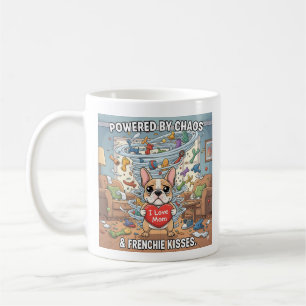Powered By Chaos Frenchie Funny Dog Mum Gift Coffee Mug