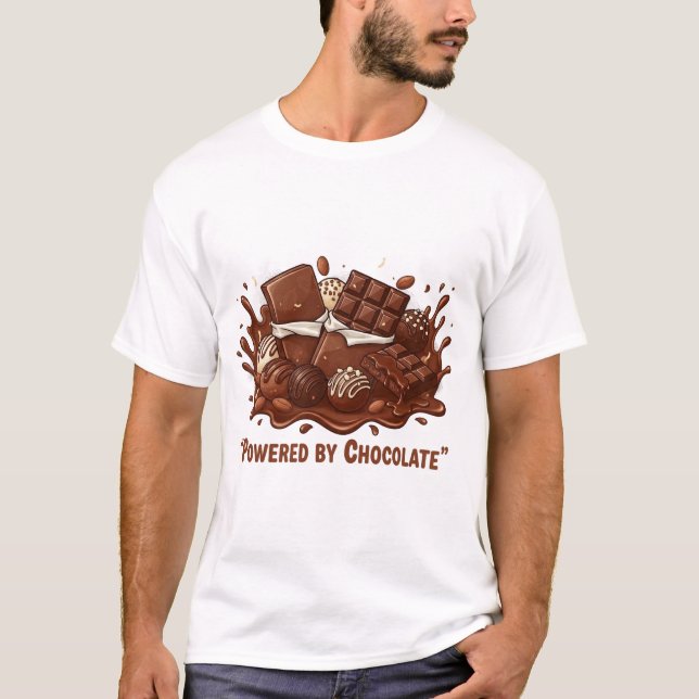 Powered by Chocolate – National Chocolates Day Art T-Shirt (Front)