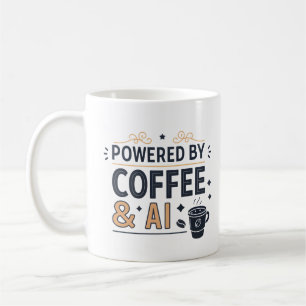 Powered by Coffee & AI Retro Tech Vector Mug
