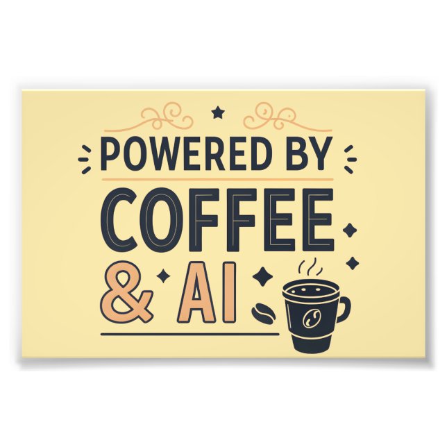 Powered by Coffee & AI Retro Tech Vector Photo Print (Front)