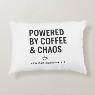 Powered by Coffee and Chaos New Dad Survival Kit Decorative Cushion