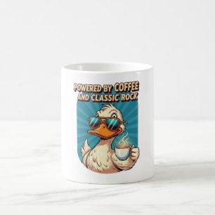 Powered by Coffee and Classic Rock - Cool Duck Coffee Mug
