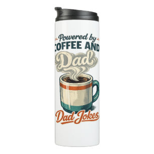 Powered By Coffee And Dad Jokes Funny Retro Father Thermal Tumbler