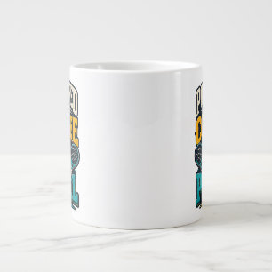 Powered By Coffee And Padel Retro Sports Large Coffee Mug