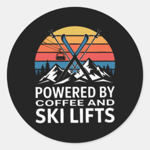 Powered By Coffee And Ski Lifts Snow Skiing Classic Round Sticker