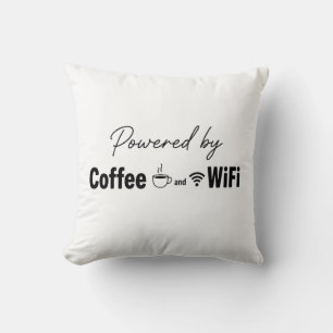 powered by coffee and wifi funny quote throw cushion