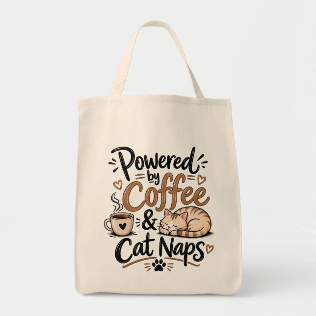 Powered by Coffee & Cat Naps  Tote Bag (Front)