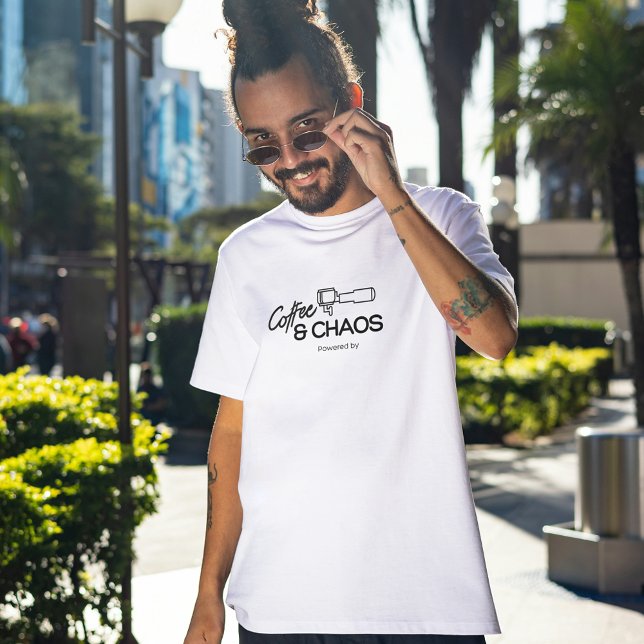 Powered by Coffee & Chaos, Coffee Lover Tee (Creator Uploaded)