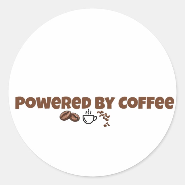 Powered By Coffee Cute Coffee Classic  Round Sticker (Front)