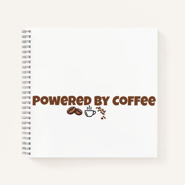 Powered By Coffee Cute Coffee Lover Notebook (Front)