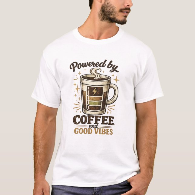 Powered by Coffee Good Vibes T-Shirt (Front)