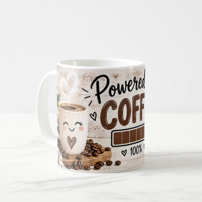 Powered by Coffee Mug (Front Left)
