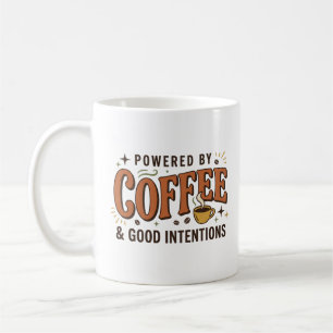 Powered By Coffee Retro 70s Typography Mug
