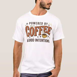 Powered By Coffee Retro 70s Typography T-Shirt