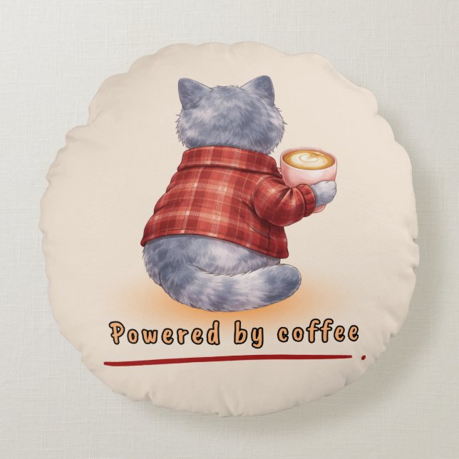 Powered by Coffee Round Cushion (Front)