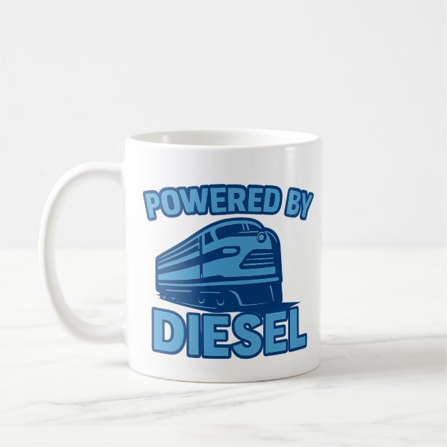 Powered By Diesel Retro Train Design Coffee Mug (Left)