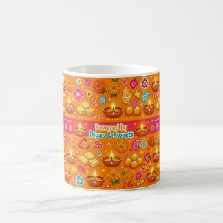 Powered by Diwali Sweet Jewel Tone Orange Monogram Coffee Mug