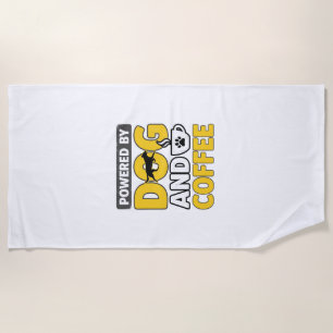 Powered By Dog And Coffee Vintage Shirt Design_1 Beach Towel
