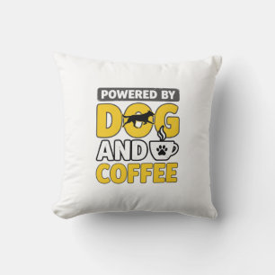 Powered By Dog And Coffee Vintage Shirt Design_1 Cushion