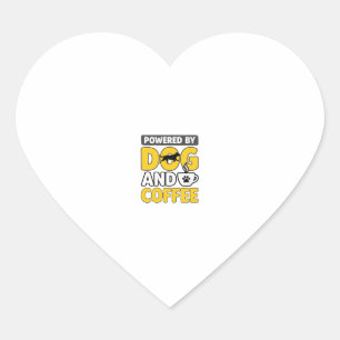 Powered By Dog And Coffee Vintage Shirt Design_1 Heart Sticker