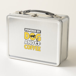 Powered By Dog And Coffee Vintage Shirt Design_1 Metal Lunch Box