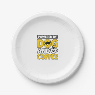 Powered By Dog And Coffee Vintage Shirt Design_1 Paper Plate