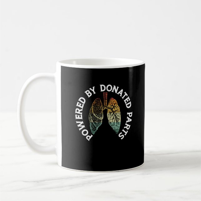 Powered By Donated Parts Lung Transplant Warrior Coffee Mug (Left)