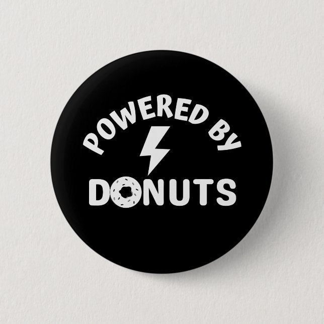 powered by doughnuts 6 cm round badge (Front)