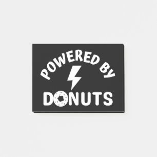 powered by doughnuts post-it notes