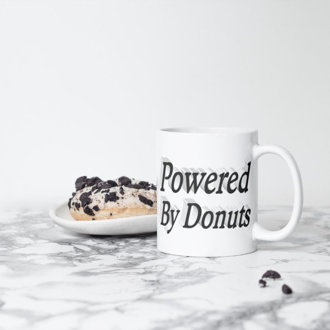 Powered By Doughnuts quote black half text Coffee Mug (Creator Uploaded)