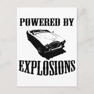 "Powered by Explosions" British Sports Car Postcard