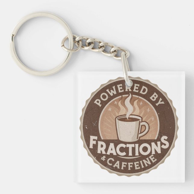 Powered by Fractions & Caffeine Key Ring (Front)