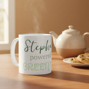 Powered by Green Tea Mug with Custom Name