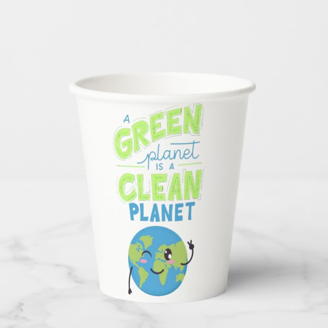 Powered by Green: Thrive with Nature" Paper Cups (Front)