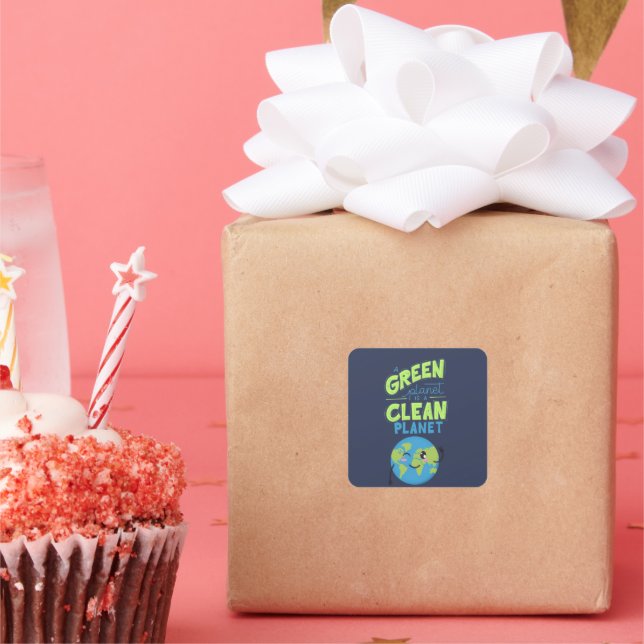 Powered by Green: Thrive with Nature" Square Sticker (Party)