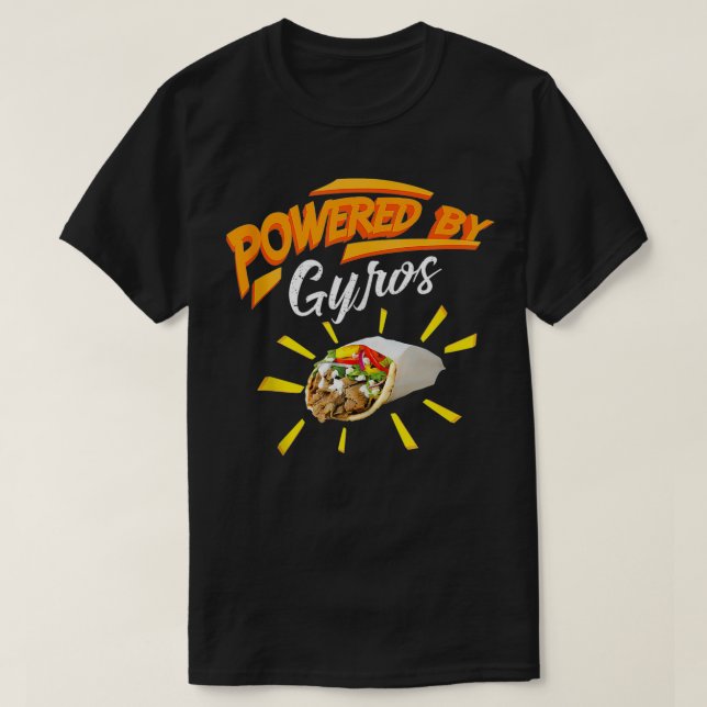 Powered By Gyros  Cute Mediterranean Dish Gift  T-Shirt (Design Front)