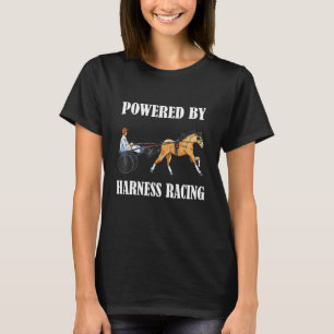 Powered By Horse Racing Horse Racer Trotting Harne T-Shirt