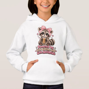 Powered by Iced Coffee Cute Coquette Racoon Kids