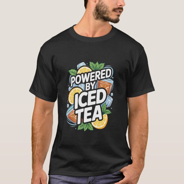 Powered by Iced Tea Lemon Slice Beverage T-Shirt (Front)