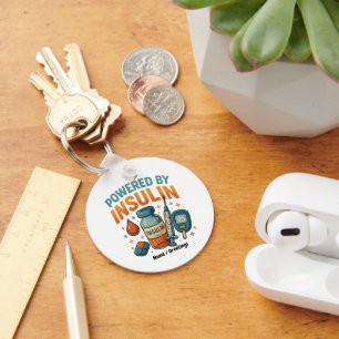 Powered by Insulin Diabetes Awareness Funny Quote  Key Ring