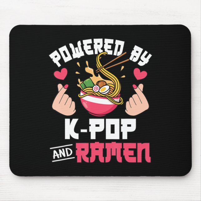 Powered By K-Pop And Ramen Cute Kpop Music Anime L Mouse Pad (Front)