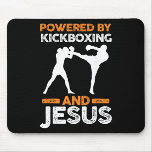 Powered By Kickboxing And Jesus Mouse Pad