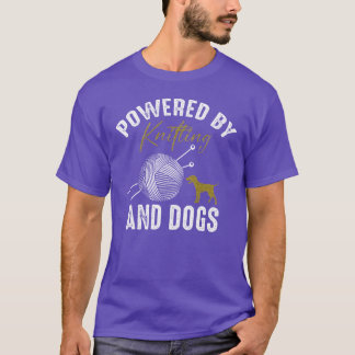 Powered By Knitting And Dogs retro vintage T-Shirt