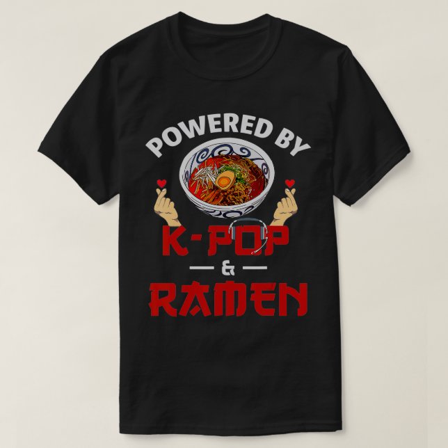 Powered by Kpop and Ramen Kpop Merch Merchandise G T-Shirt (Design Front)