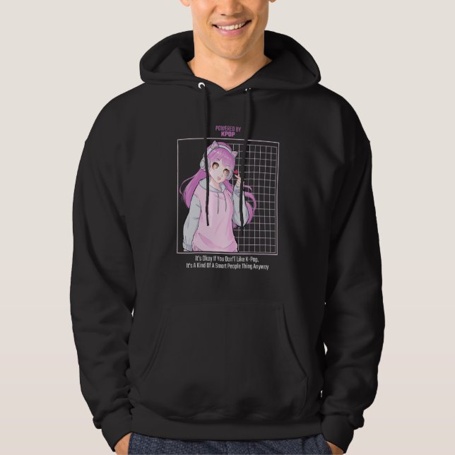 Powered By KPop Korean Pop Kdrama Music Hoodie (Front)