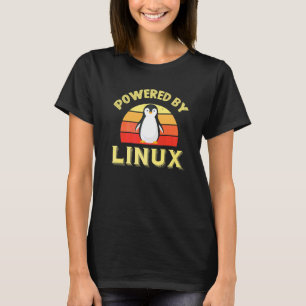 Powered By Linux Retro Vintage Penguin Nerd Geek C T-Shirt