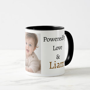 Powered by Love & Custom Name Photo Mug   Personal