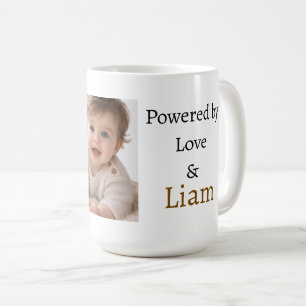 Powered by Love & Custom Name Photo Mug   Personal
