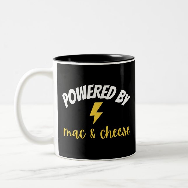 Powered By Mac and Cheese Two-Tone Coffee Mug (Left)