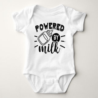 Powered by Milk Baby Bodysuit – Funny Baby Shower 